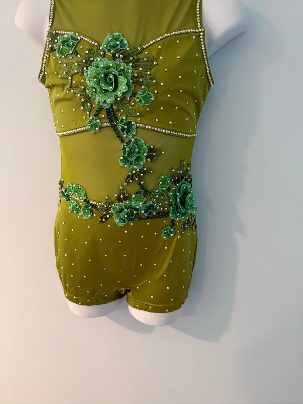 Green large child contemporary dance biketard costume